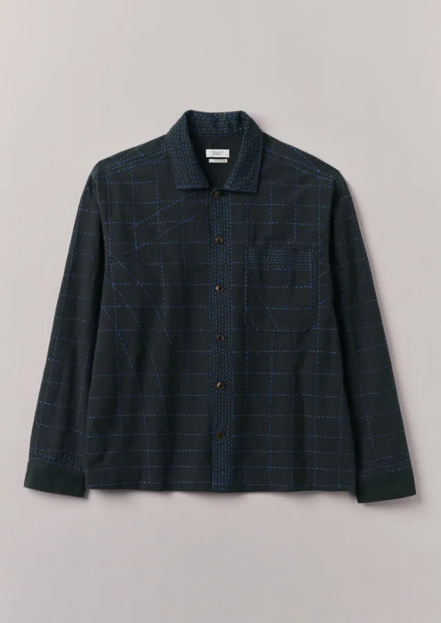 Shirts-TOAST Abstract Embroidered Kantha Shirt Anthracite