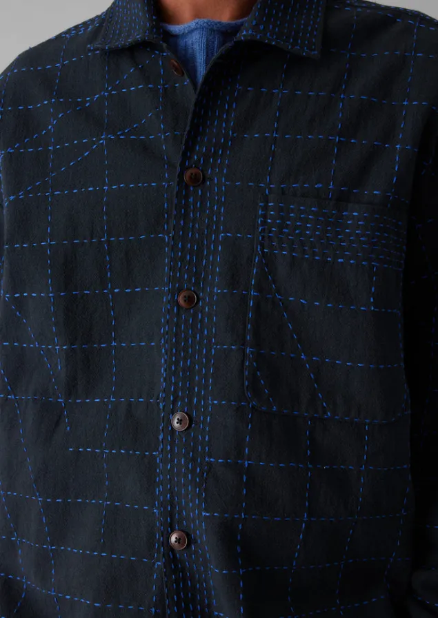 abstract_embroidered_kantha_shirt_6.webp Shirts-TOAST Abstract Embroidered Kantha Shirt Anthracite
