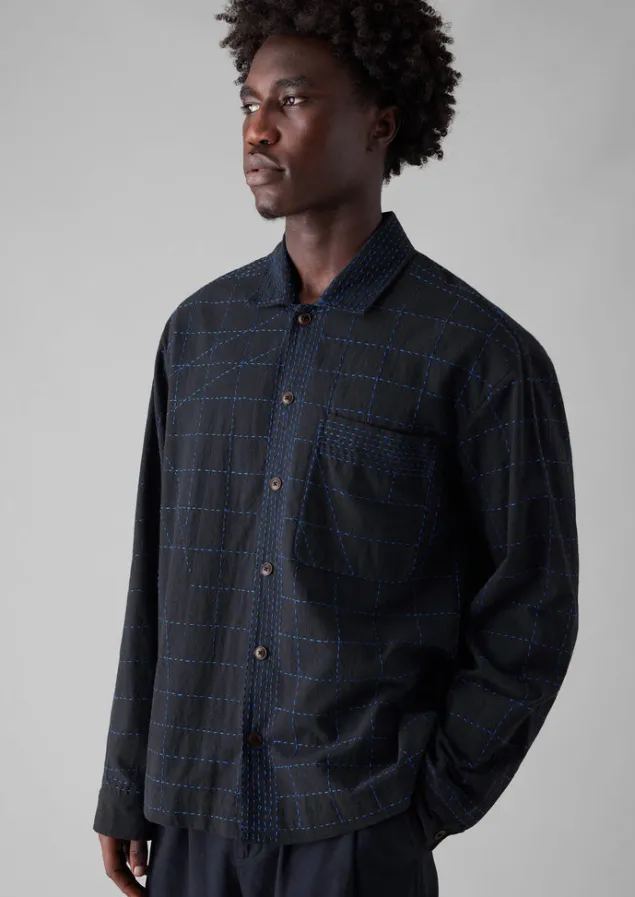 abstract_embroidered_kantha_shirt_7.webp Shirts-TOAST Abstract Embroidered Kantha Shirt Anthracite