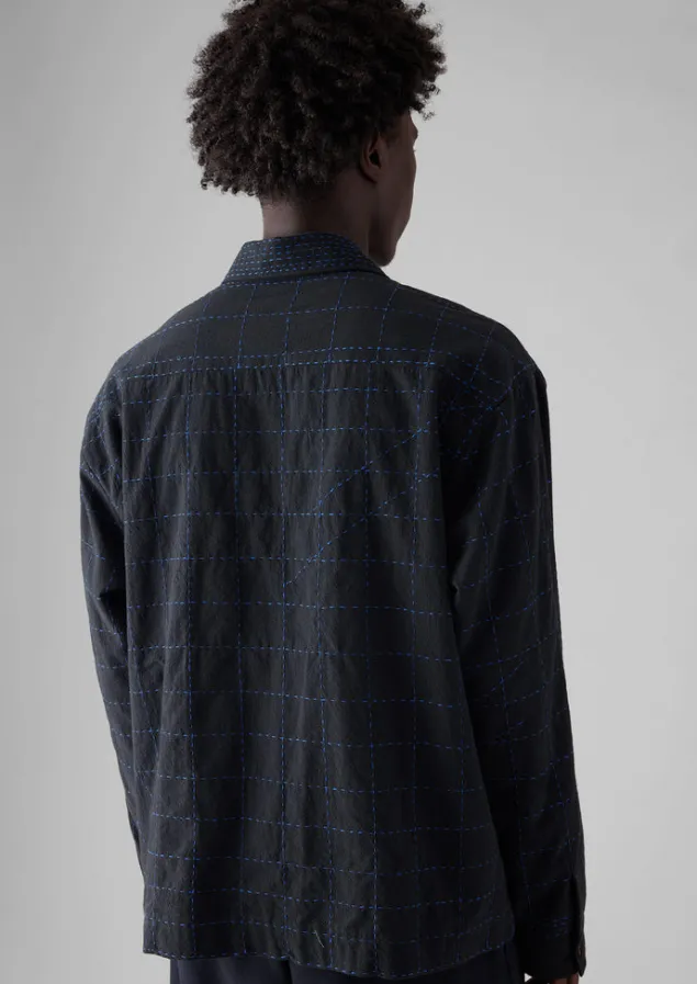 abstract_embroidered_kantha_shirt_8.webp Shirts-TOAST Abstract Embroidered Kantha Shirt Anthracite