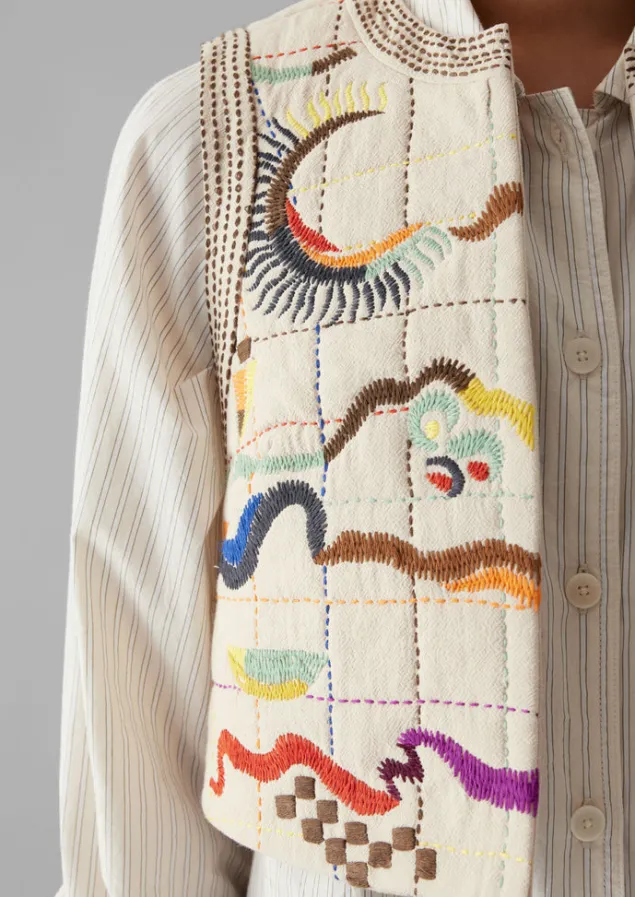 abstract_hand_embroidered_gilet_3.webp Coats & Jackets-TOAST Abstract Hand Embroidered Gilet Moonstone/Multi