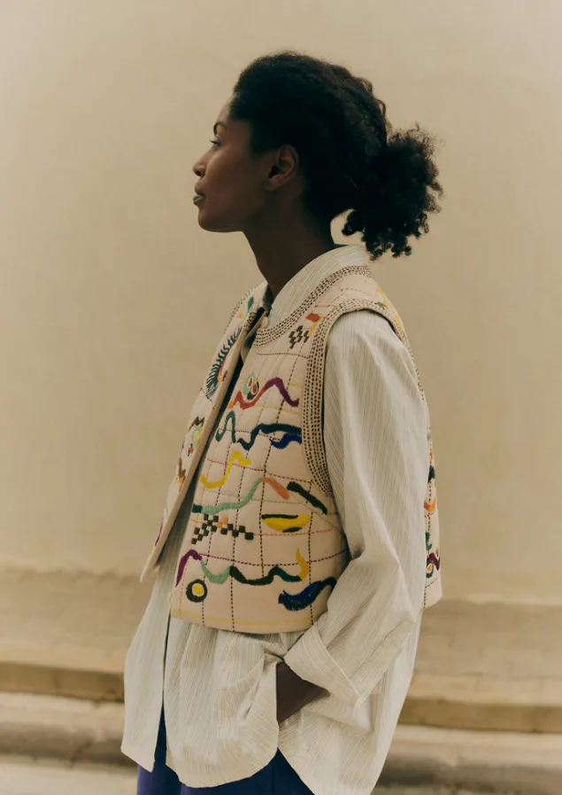 abstract_hand_embroidered_gilet_5.webp Coats & Jackets-TOAST Abstract Hand Embroidered Gilet Moonstone/Multi