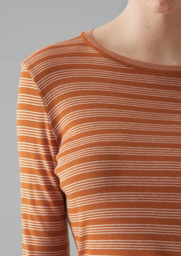 agnes_stripe_wool_lyocell_tee_2.webp Jersey | Tops & Tees-TOAST Agnes Stripe Wool Lyocell Tee BauxiteOrange/Mauve