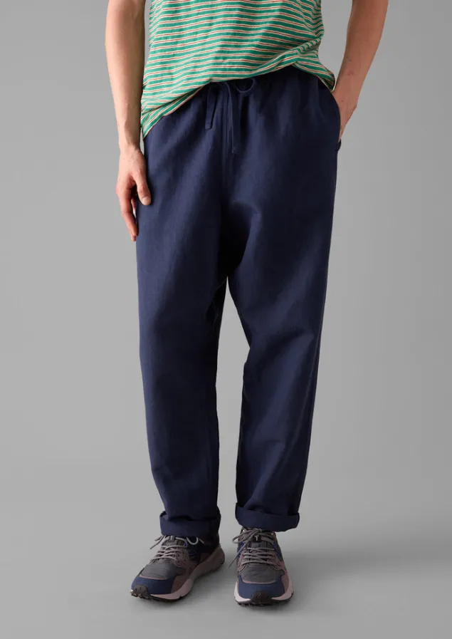 Loungewear | Trousers-TOAST Alfie Garment Dyed Herringbone Trousers DarkIndigo