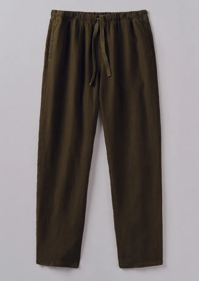 Linen | Trousers-TOAST Alfie Garment Dyed Linen Trousers Olive