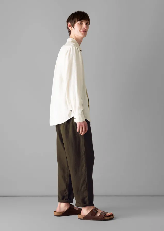 Linen | Trousers-TOAST Alfie Garment Dyed Linen Trousers Olive