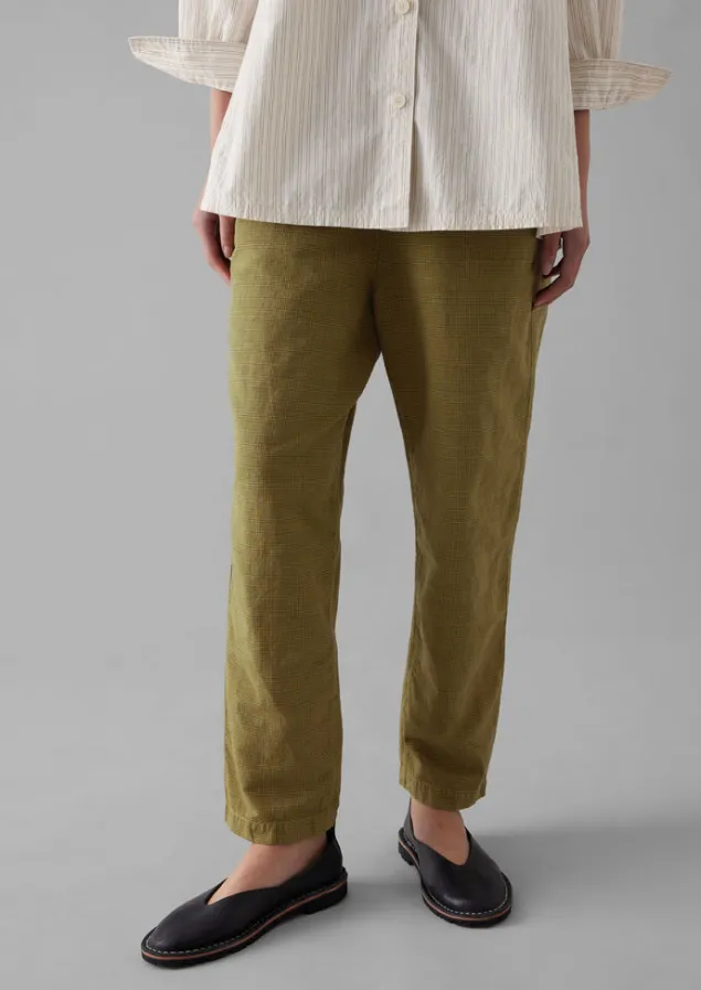 alix_cotton_check_trousers_3.webp Linen | Trousers-TOAST Alix Cotton Check Trousers GoldenOlive