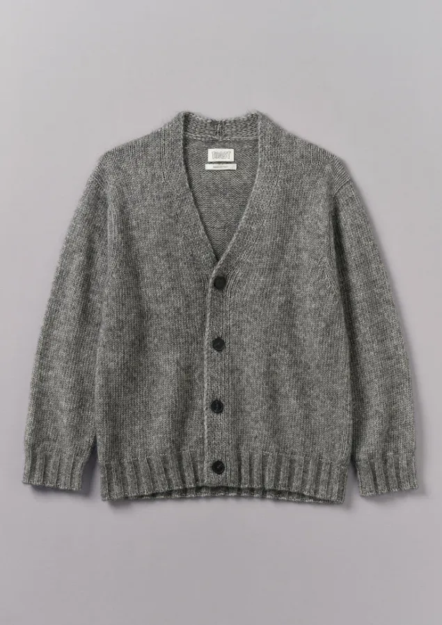 Knitwear-TOAST Alpaca Wool V-Neck Cardigan GreyMelange