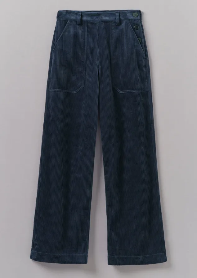 Cord | Workwear-TOAST Annie Organic Cord Full Length Trousers DustyNavy