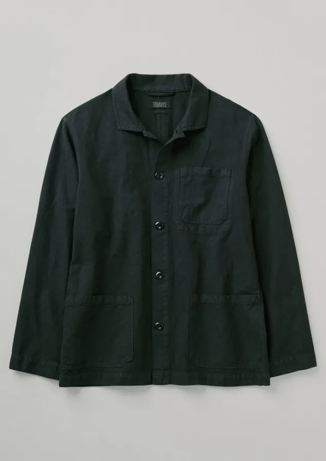 Workwear | Coats & Jackets-TOAST Arlo Garment Dyed Herringbone Jacket WashedBlack