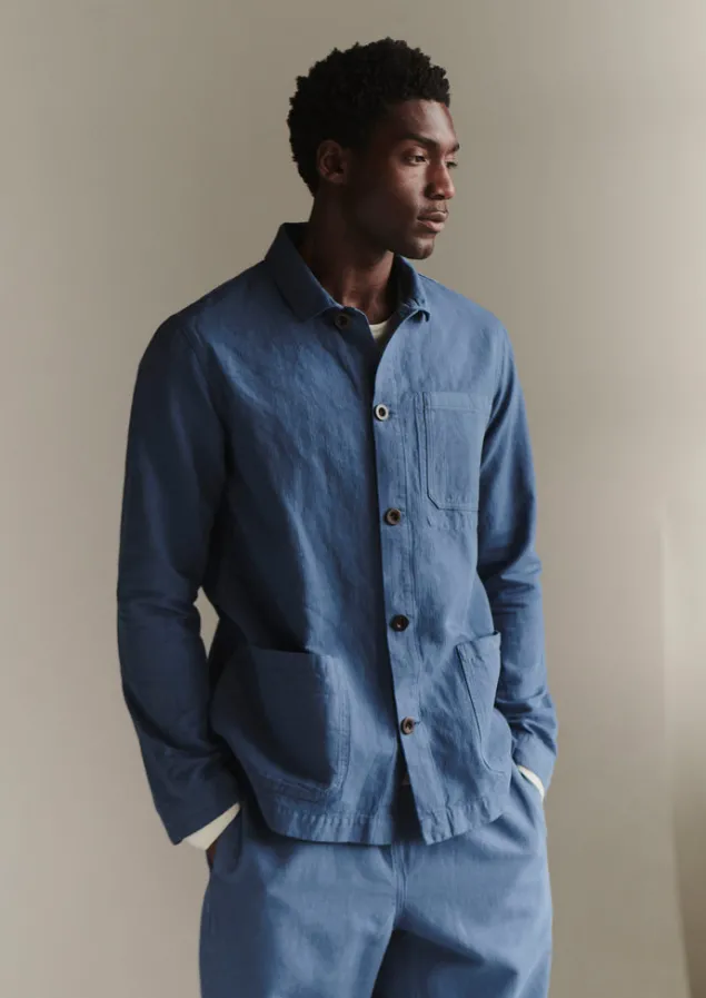 Workwear | Coats & Jackets-TOAST Arlo Garment Dyed Herringbone Jacket SlateBlue