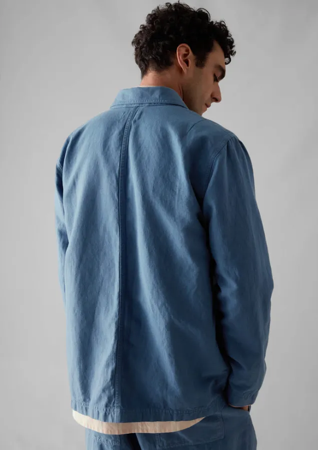 arlo_garment_dyed_herringbone_jacket_3.webp Workwear | Coats & Jackets-TOAST Arlo Garment Dyed Herringbone Jacket SlateBlue