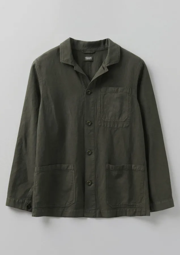 arlo_garment_dyed_herringbone_jacket_5-1.webp Workwear | Coats & Jackets-TOAST Arlo Garment Dyed Herringbone Jacket DarkMoss