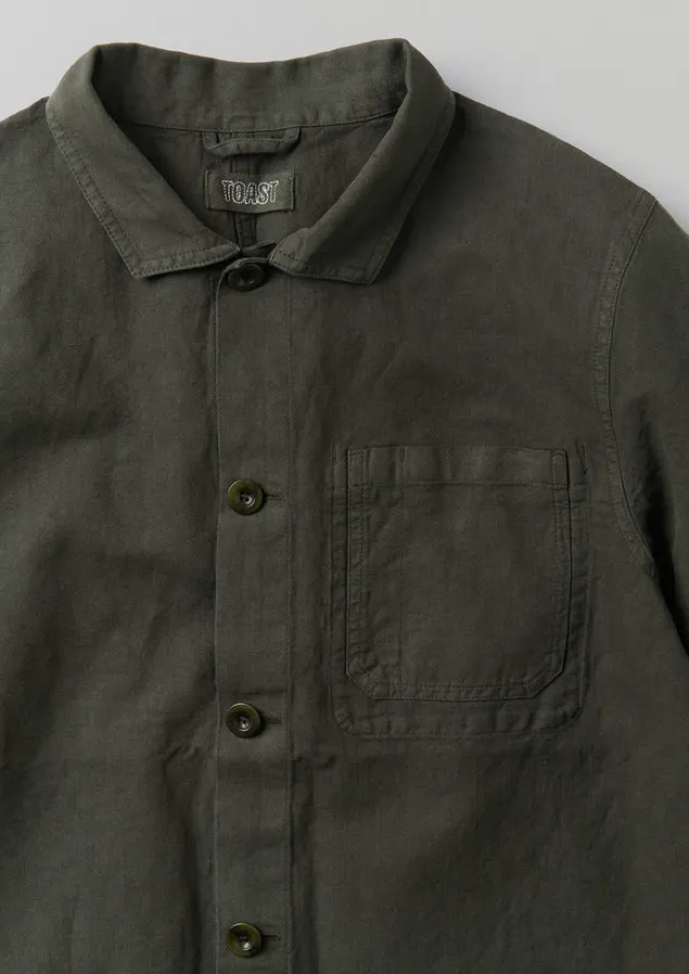 arlo_garment_dyed_herringbone_jacket_9.webp Workwear | Coats & Jackets-TOAST Arlo Garment Dyed Herringbone Jacket DarkMoss