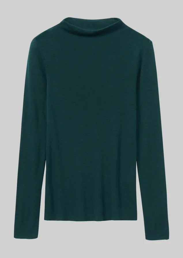 Jersey | Tops & Tees-TOAST Aster Wool Lyocell High Neck Tee DarkGreen