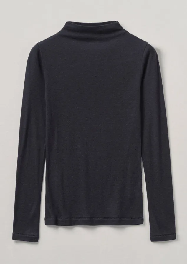 Jersey | Tops & Tees-TOAST Aster Wool Lyocell High Neck Tee Ink