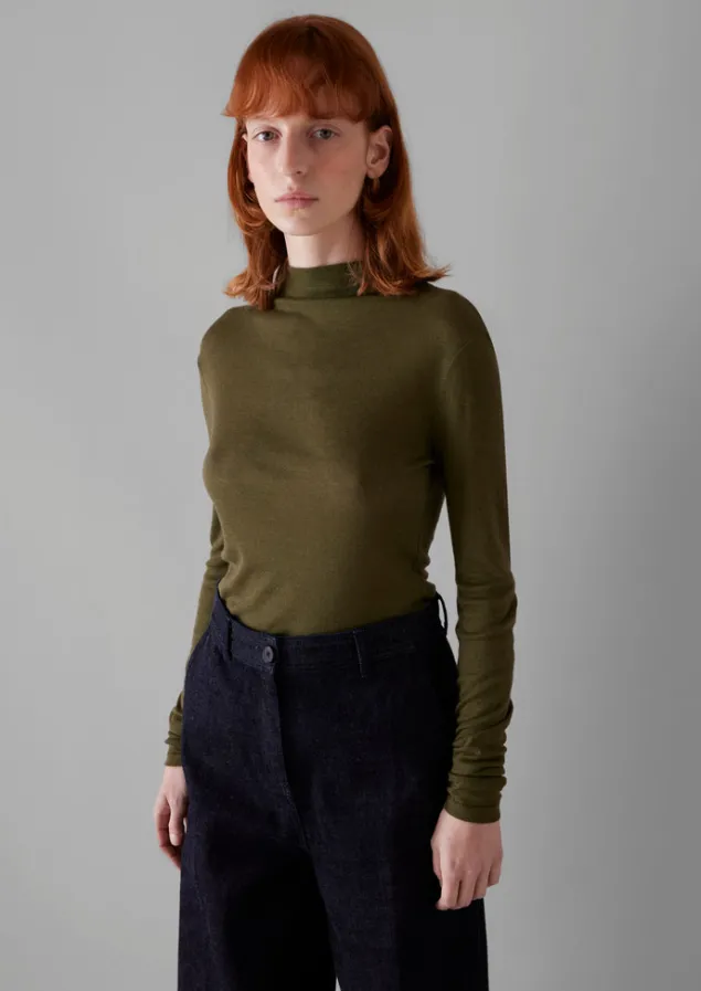 Jersey | Tops & Tees-TOAST Aster Wool Lyocell High Neck Tee Artichoke