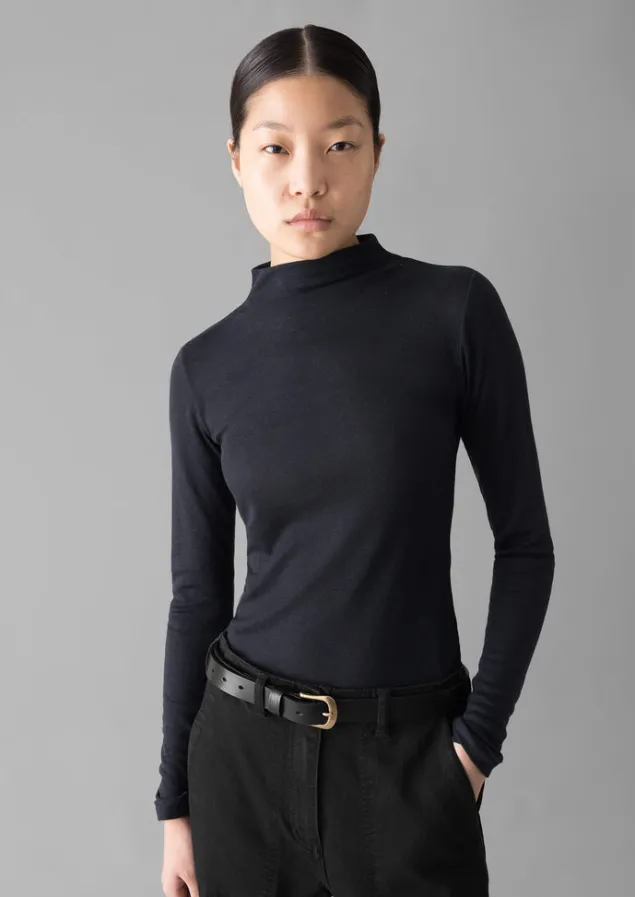 Jersey | Tops & Tees-TOAST Aster Wool Lyocell High Neck Tee Ink