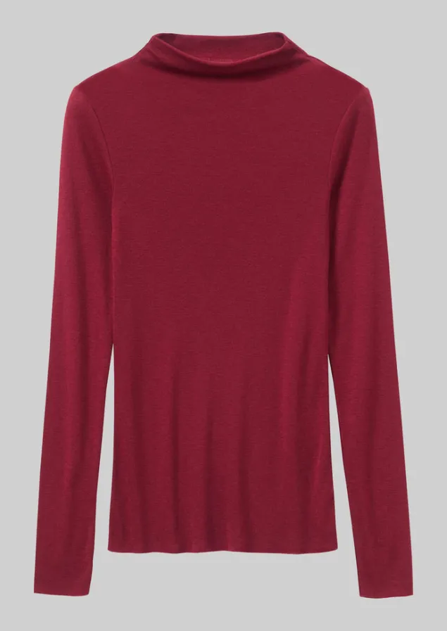 aster_wool_lyocell_high_neck_tee_1.webp Jersey | Tops & Tees-TOAST Aster Wool Lyocell High Neck Tee Claret