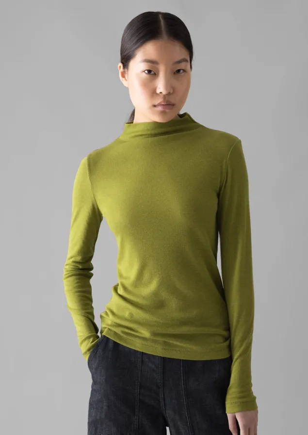 aster_wool_lyocell_high_neck_tee_3-1.webp Jersey | Tops & Tees-TOAST Aster Wool Lyocell High Neck Tee Pea