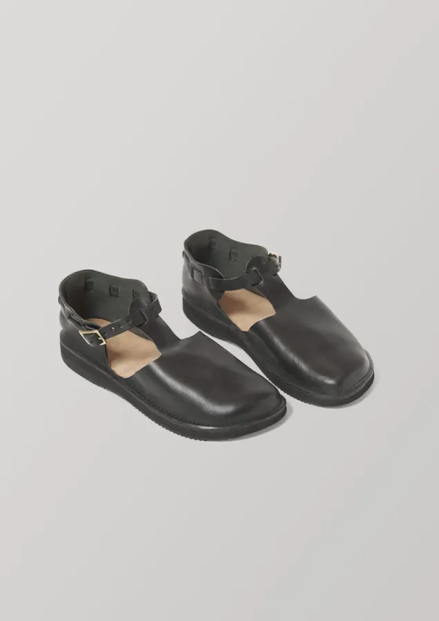 Sandals | Shoes-TOAST Aurora T Strap Leather Shoes Black