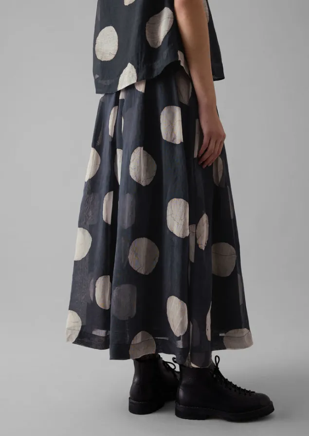 batik_dot_pleated_skirt_11.webp Skirts-TOAST Batik Dot Pleated Skirt Black/Ecru
