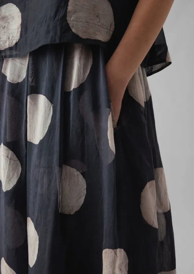 batik_dot_pleated_skirt_13.webp Skirts-TOAST Batik Dot Pleated Skirt Black/Ecru