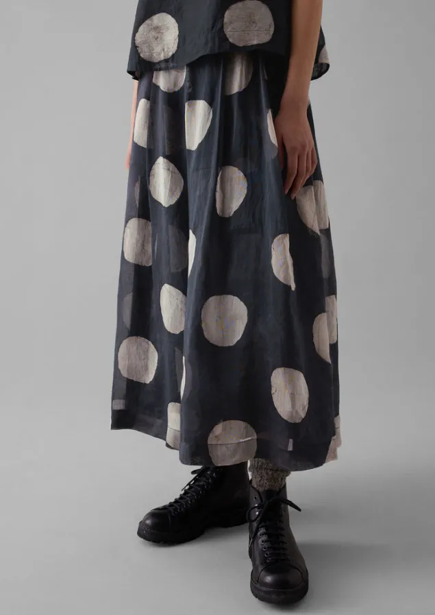 batik_dot_pleated_skirt_3.webp Skirts-TOAST Batik Dot Pleated Skirt Black/Ecru