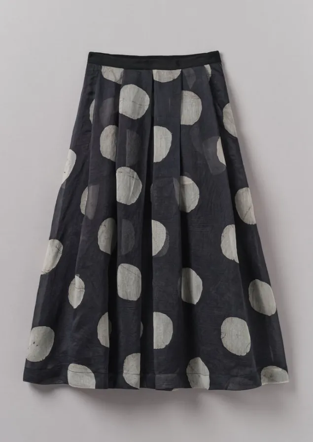 batik_dot_pleated_skirt_7.webp Skirts-TOAST Batik Dot Pleated Skirt Black/Ecru