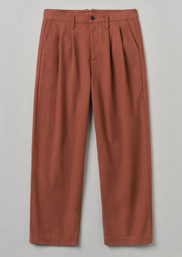 Workwear | Trousers-TOAST Bill Cotton Wide Leg Trousers RedGranite