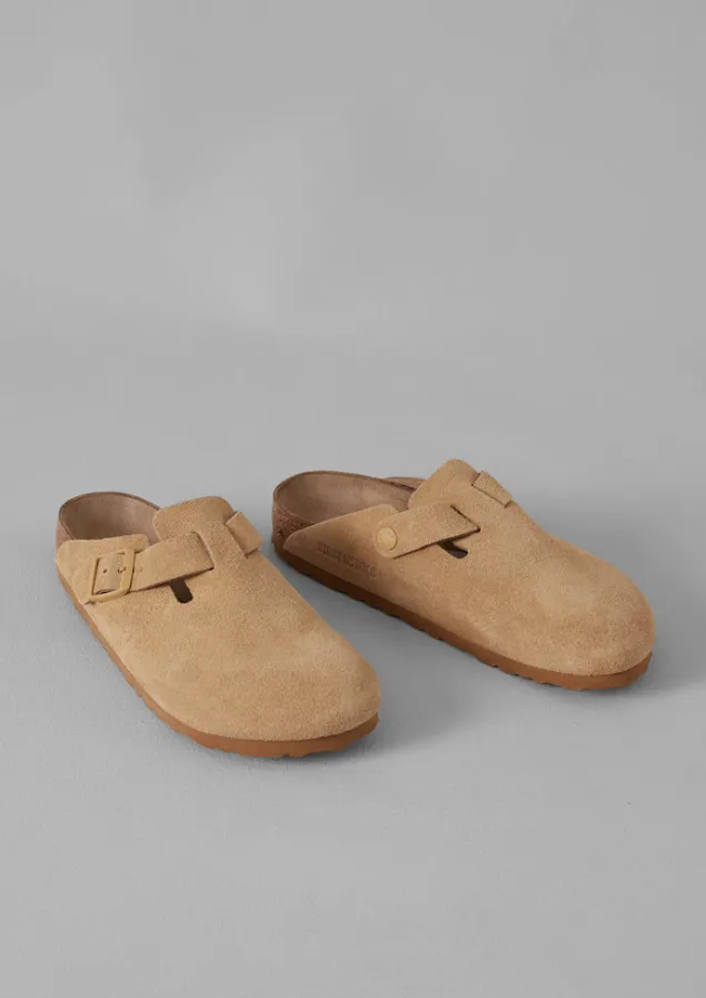 Shoes | Slippers-TOAST Birkenstock Boston Suede Clogs Latte