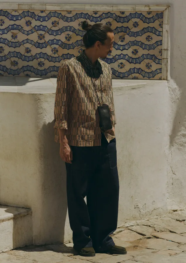 block_print_irregular_check_shirt_2.webp Shirts-TOAST Block Print Irregular Check Shirt GoldenSand