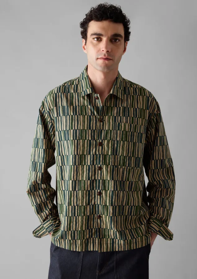 block_print_irregular_check_shirt_4.webp Shirts-TOAST Block Print Irregular Check Shirt GoldenSand
