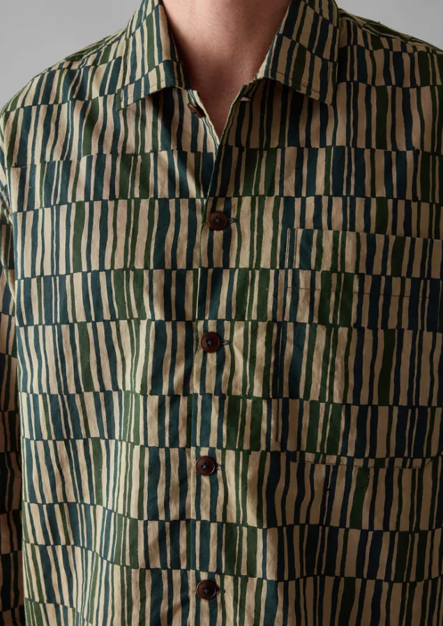 block_print_irregular_check_shirt_5.webp Shirts-TOAST Block Print Irregular Check Shirt GoldenSand