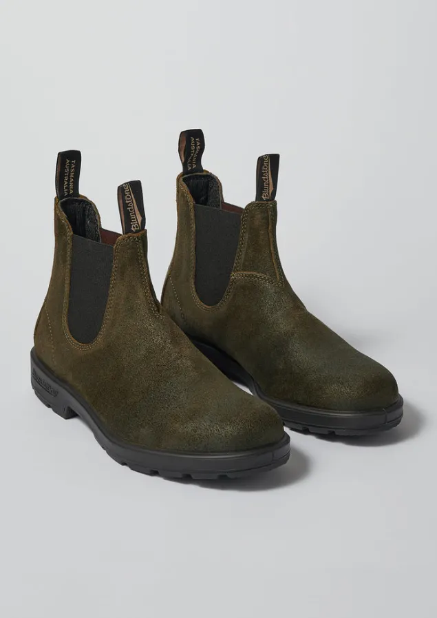 Boots-TOAST Blundstone Waxed Suede Chelsea Boots DarkOlive