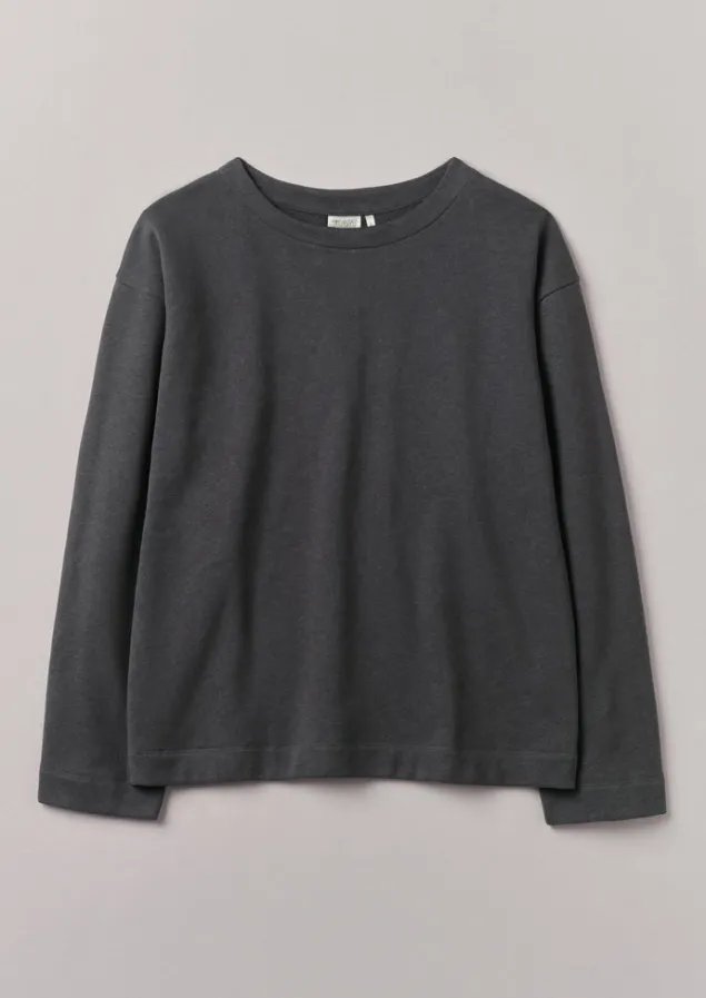 Loungewear | Tops & Tees-TOAST Brushed Cotton Hemp Wide Neck Sweater Charcoal