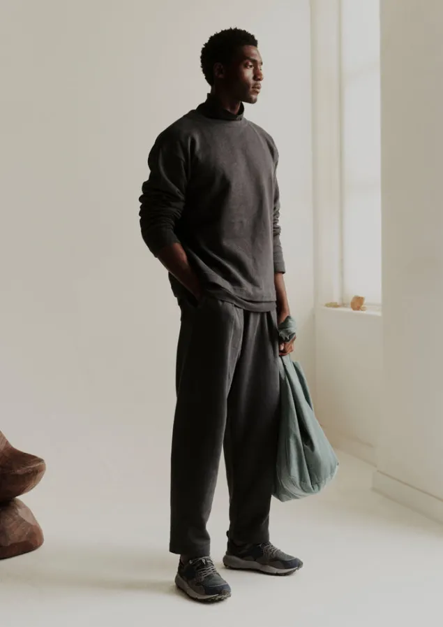 Loungewear | Tops & Tees-TOAST Brushed Cotton Hemp Wide Neck Sweater Charcoal