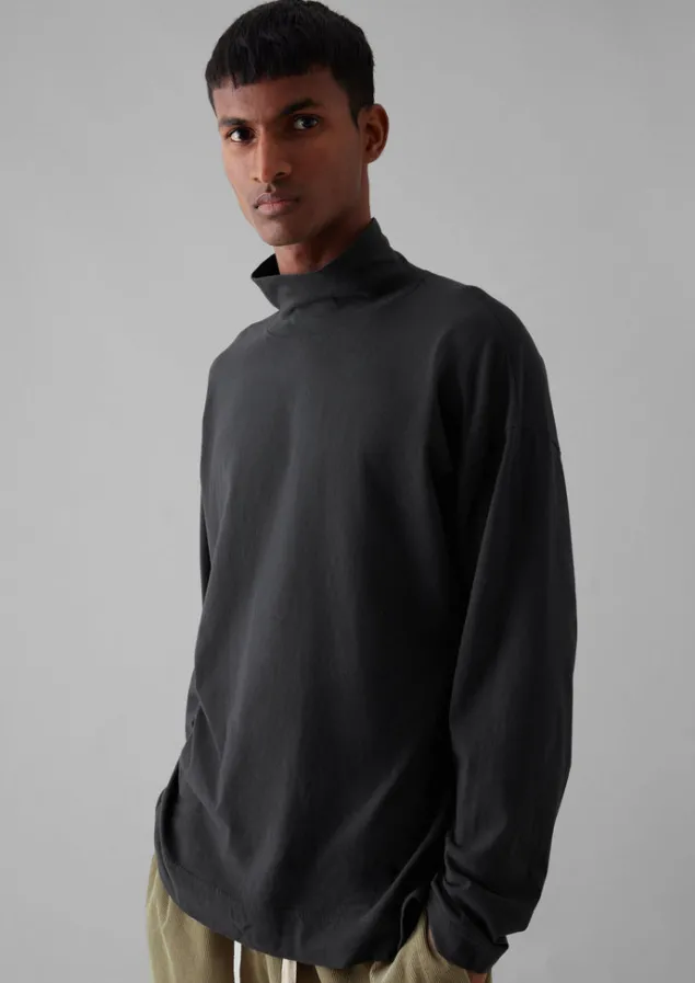 Loungewear | Tops & Tees-TOAST Brushed Cotton High Neck Lounge Top SoftCharcoal