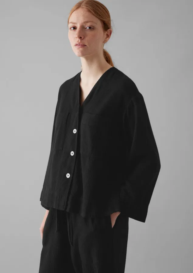 brushed_cotton_linen_herringbone_top_7.webp Linen | Loungewear-TOAST Brushed Cotton Linen Herringbone Top Slate