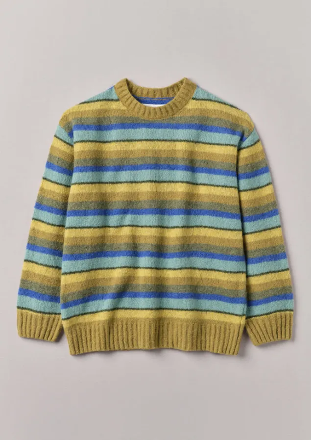 Knitwear-TOAST Brushed Stripe Sweater MustardMulti
