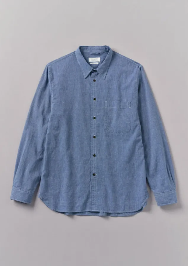 Linen | Workwear-TOAST Chambray Cotton Linen Shirt DustyNavy