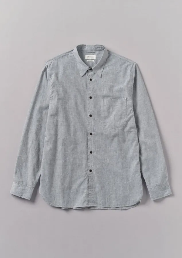 Linen | Workwear-TOAST Chambray Cotton Linen Shirt Charcoal
