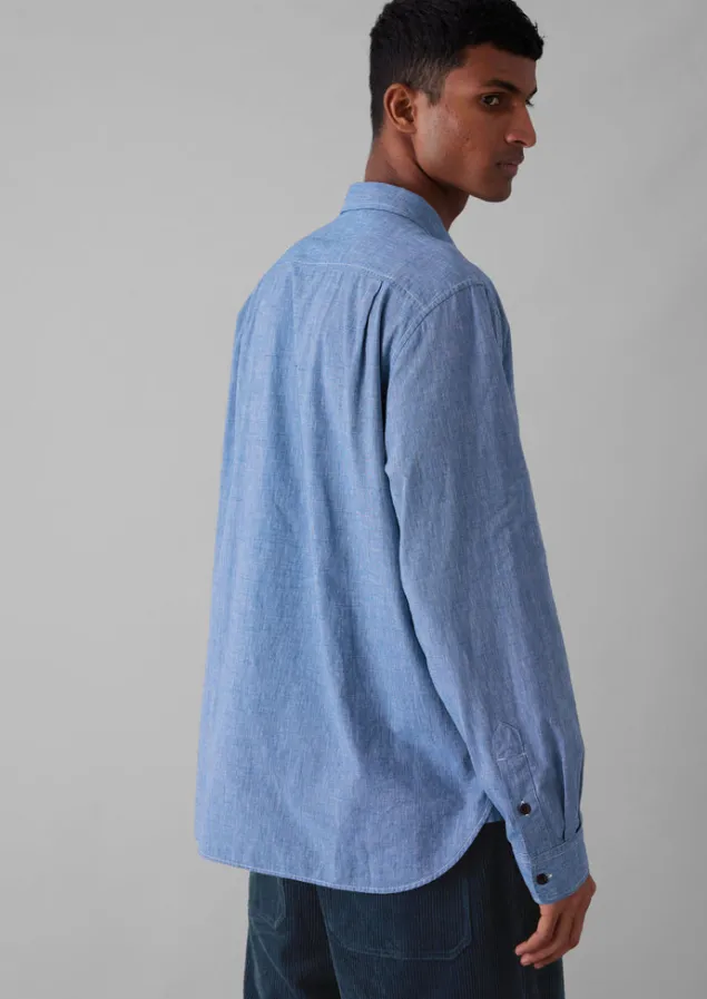 Linen | Workwear-TOAST Chambray Cotton Linen Shirt DustyNavy