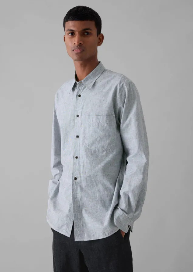 Linen | Workwear-TOAST Chambray Cotton Linen Shirt Charcoal