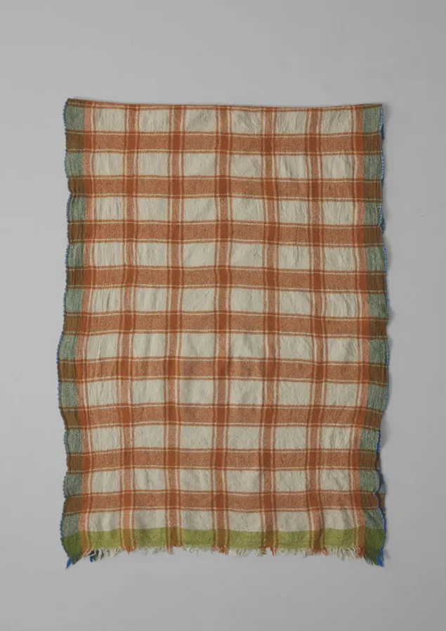 check_boiled_wool_scarf_3.webp Hats, Scarves & Gloves-TOAST Check Boiled Wool Scarf Rust