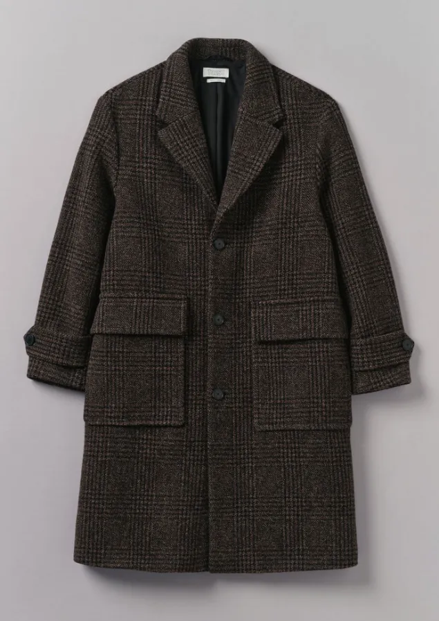 Coats & Jackets-TOAST Check Wool Overcoat BrownMarl