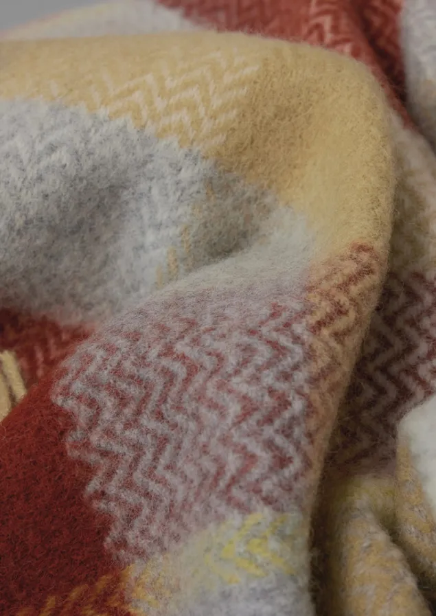 chevron_check_wool_blanket_8-1.webp Textiles | Blankets & Throws-TOAST Chevron Check Wool Blanket Celery/Rust