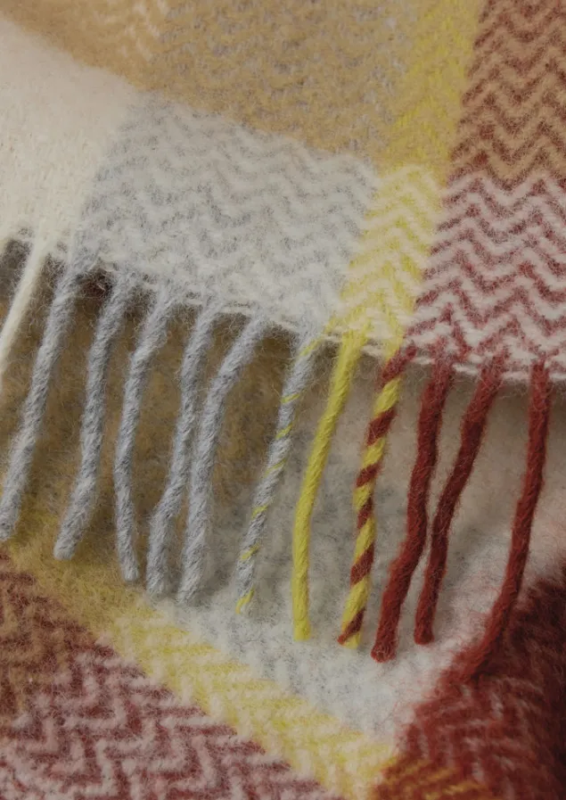 chevron_check_wool_blanket_9.webp Textiles | Blankets & Throws-TOAST Chevron Check Wool Blanket Celery/Rust