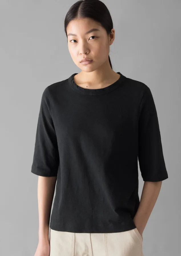 Jersey | Tops & Tees-TOAST Cleo Garment Dyed Organic Cotton Tee CarbonBlack