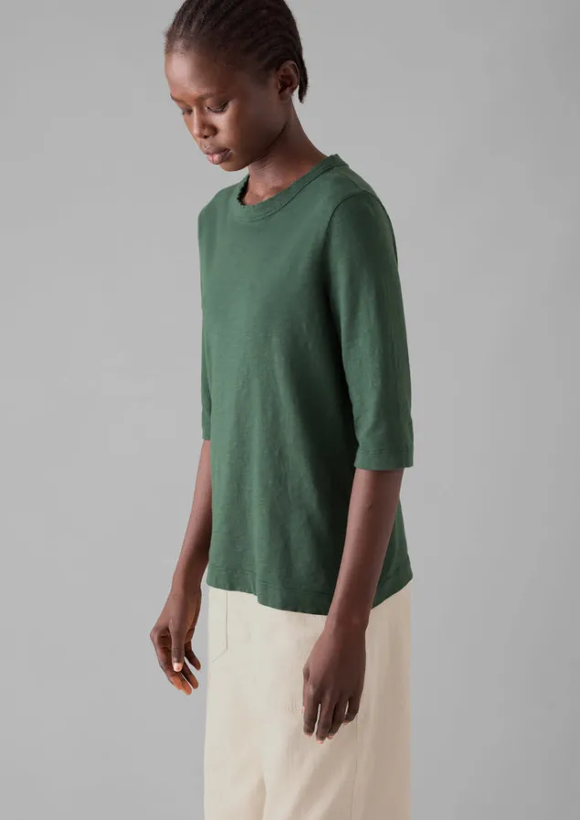 Jersey | Tops & Tees-TOAST Cleo Garment Dyed Organic Cotton Tee MarbleGreen